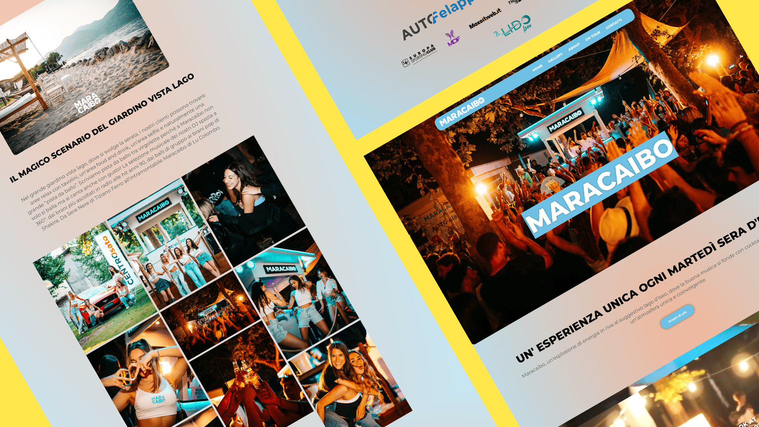 Pagine del sito maracaiboevents.it con gli album fotografici delle serate