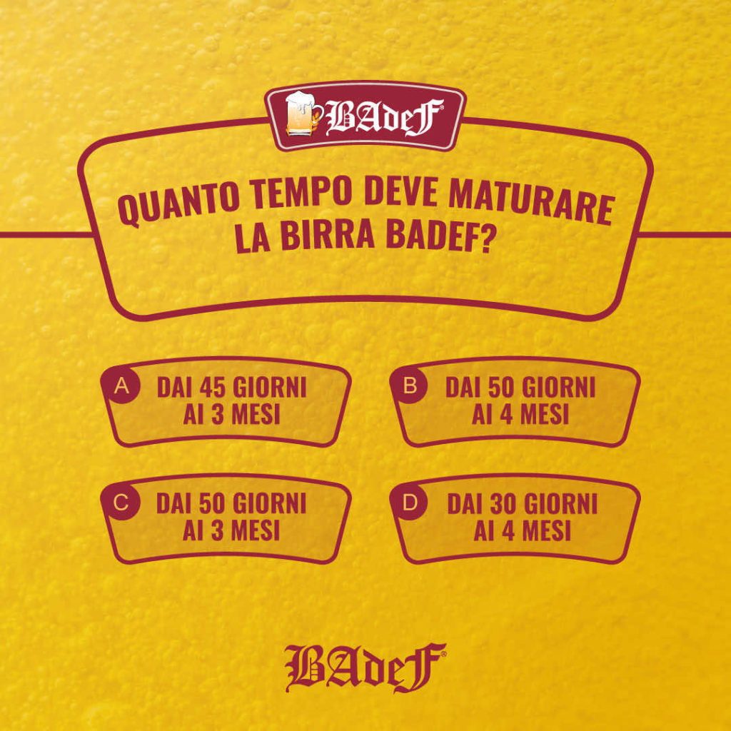 Grafica social Badef con il quiz sul tempo di maturazione della birra