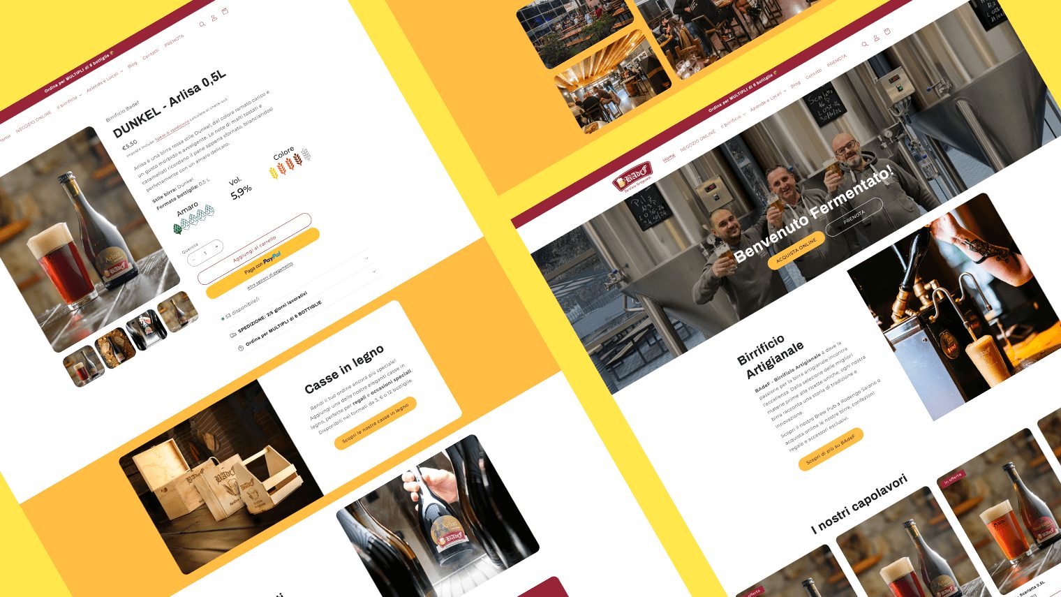 Le pagine del negozio online badef.it: home, scheda prodotto e accesso