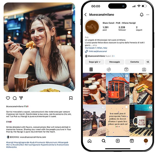 Il profilo Instagram del Blues Canal visto da telefono