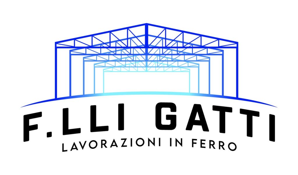 Il logo F.lli Gatti con la capriata del capannone disegnata in blu