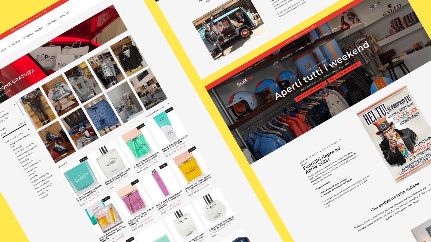 Schermate dell'e-commerce fuorigirifashion.com su desktop e smartphone