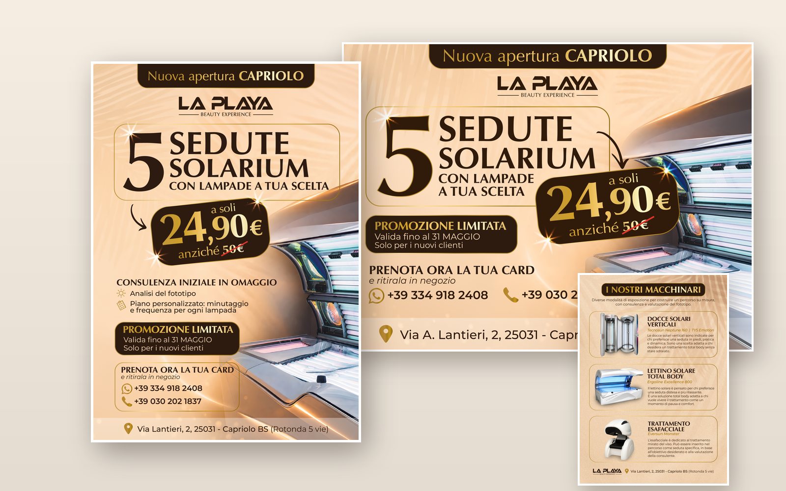 Il volantino A5 e la grafica del camion vela della promo di La Playa