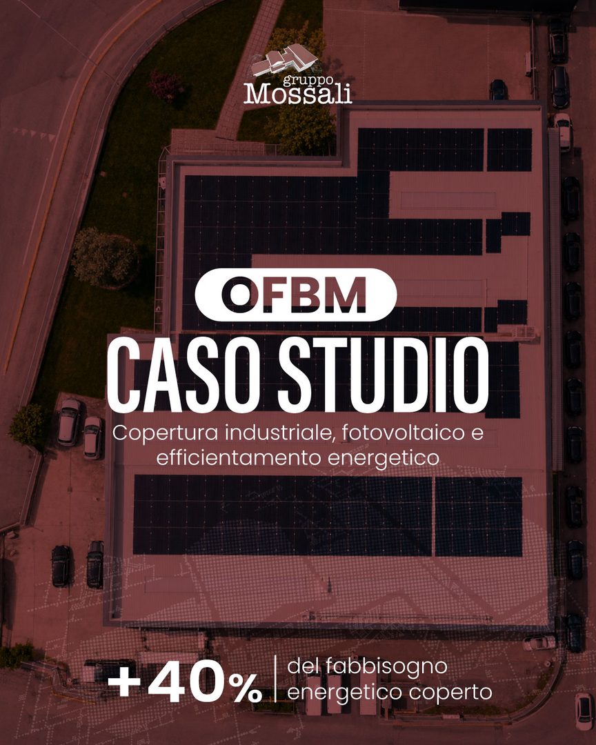 Slide 1 del carosello sul caso OFBM: copertura industriale e impianto fotovoltaico, Gruppo Mossali Pontoglio