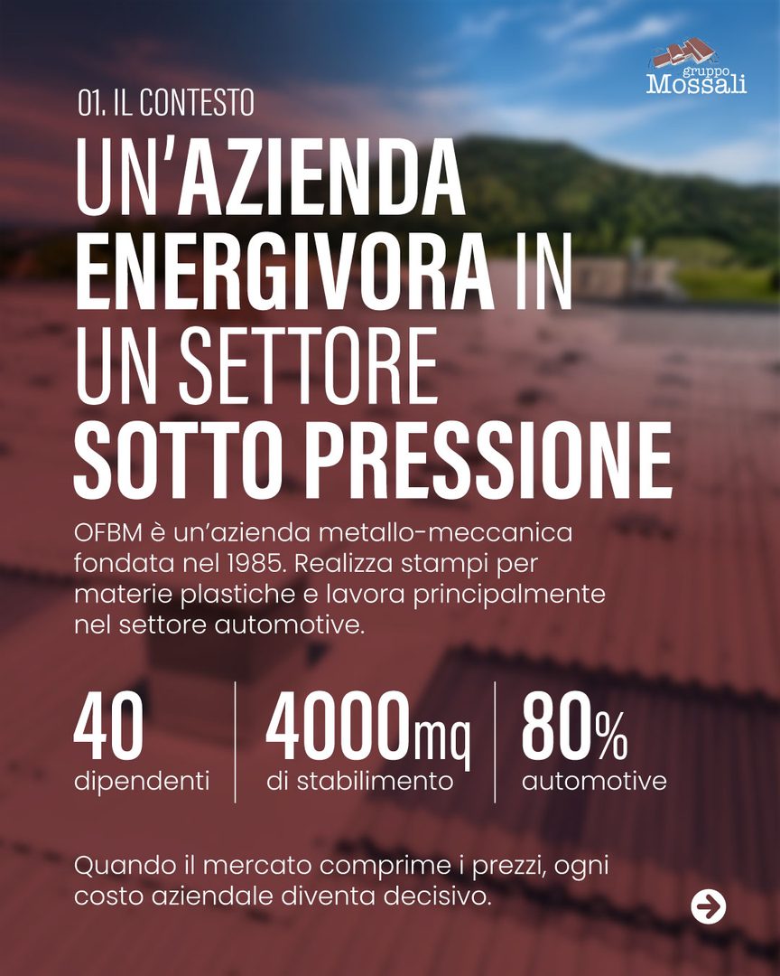 Slide 2 del carosello sul caso OFBM: copertura industriale e impianto fotovoltaico, Gruppo Mossali Pontoglio
