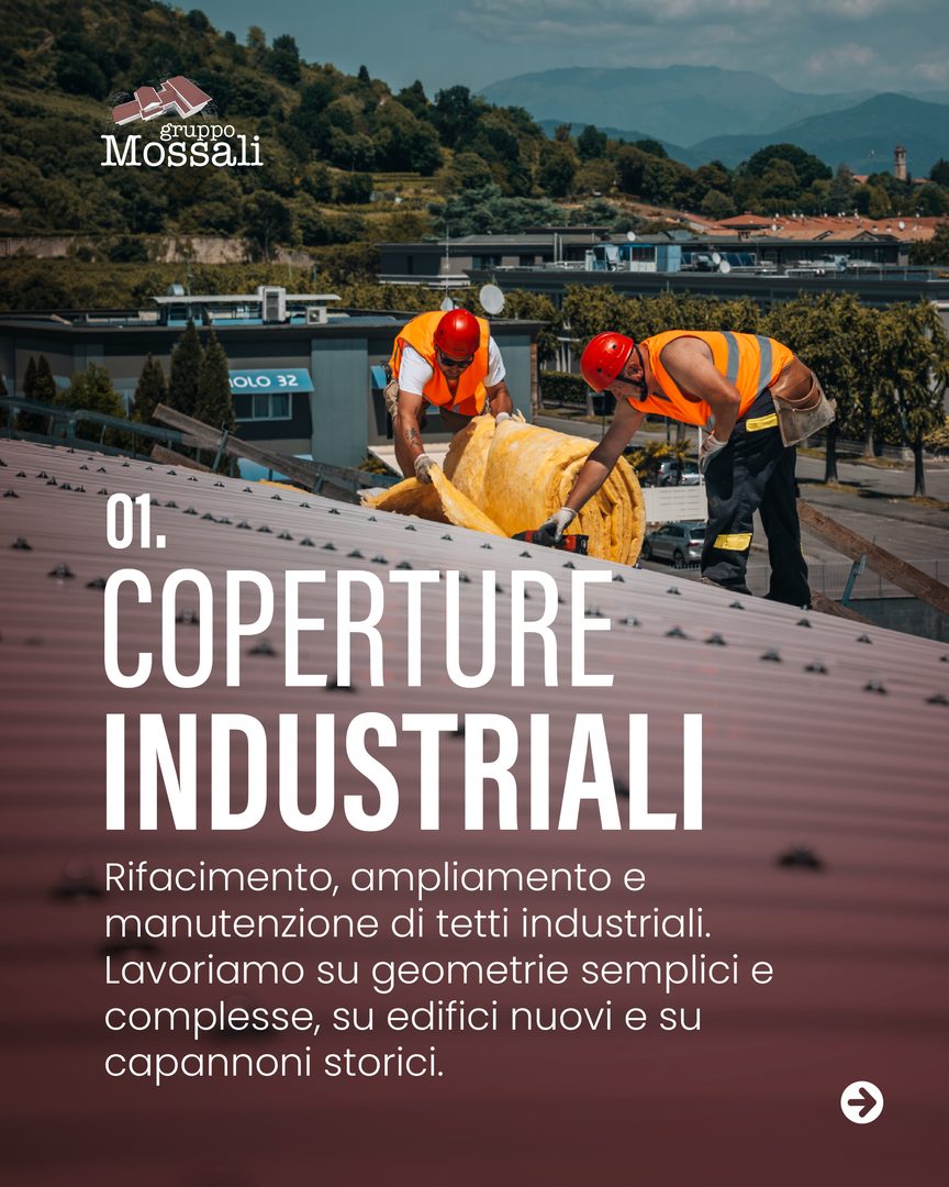 Slide 2 del carosello sui servizi di Gruppo Mossali per le coperture industriali, Gruppo Mossali Pontoglio