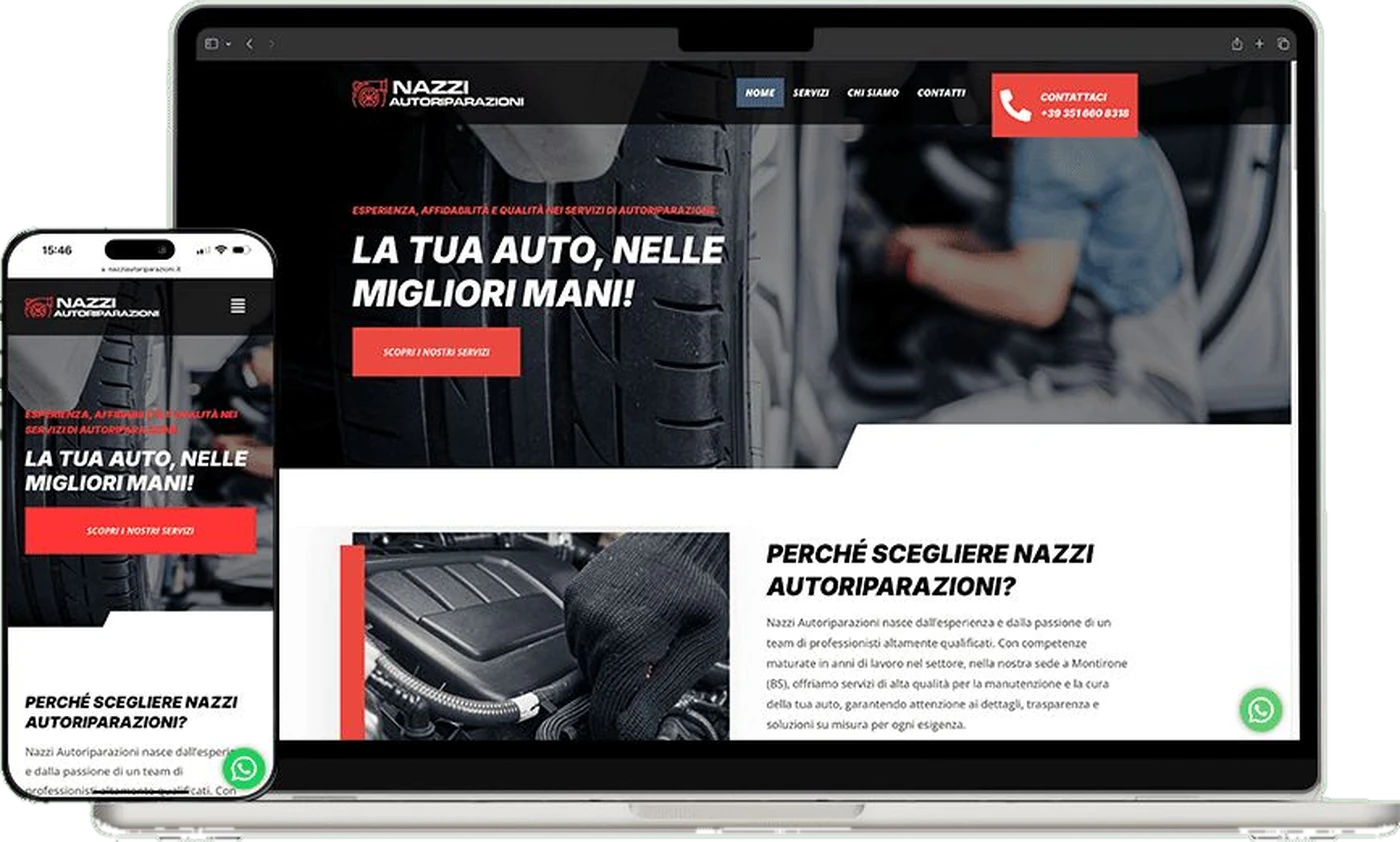 La home di nazziautoriparazioni.it vista su computer e telefono
