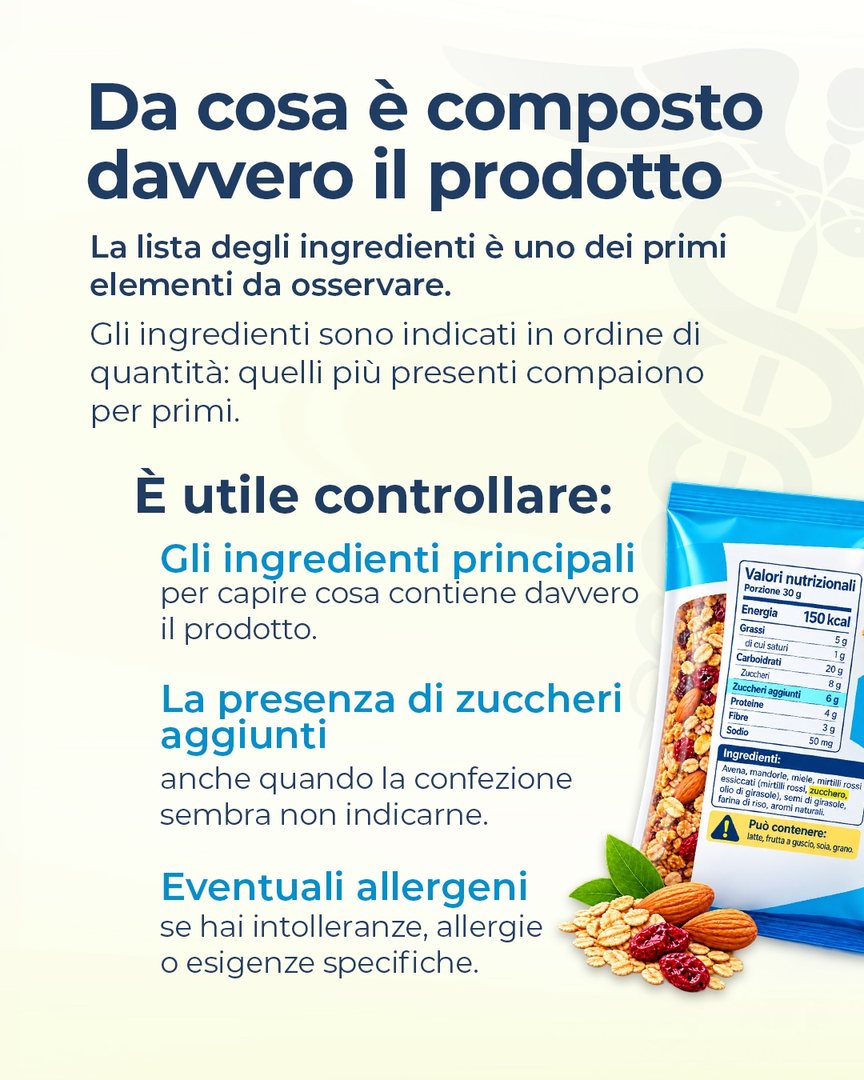 Slide 2 su come leggere un’etichetta alimentare, Poliambulatorio San Firmo Azzano Mella