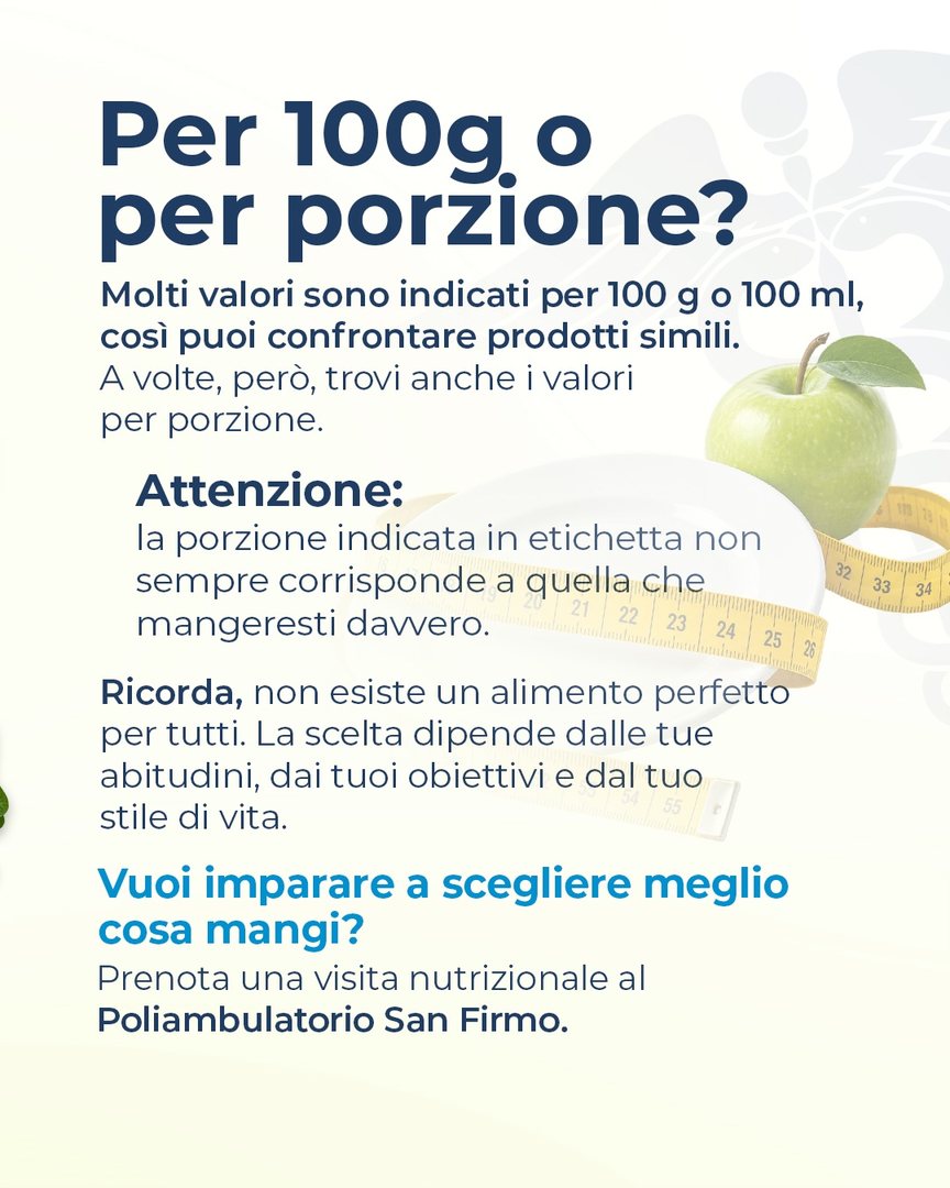 Slide 4 su come leggere un’etichetta alimentare, Poliambulatorio San Firmo Azzano Mella