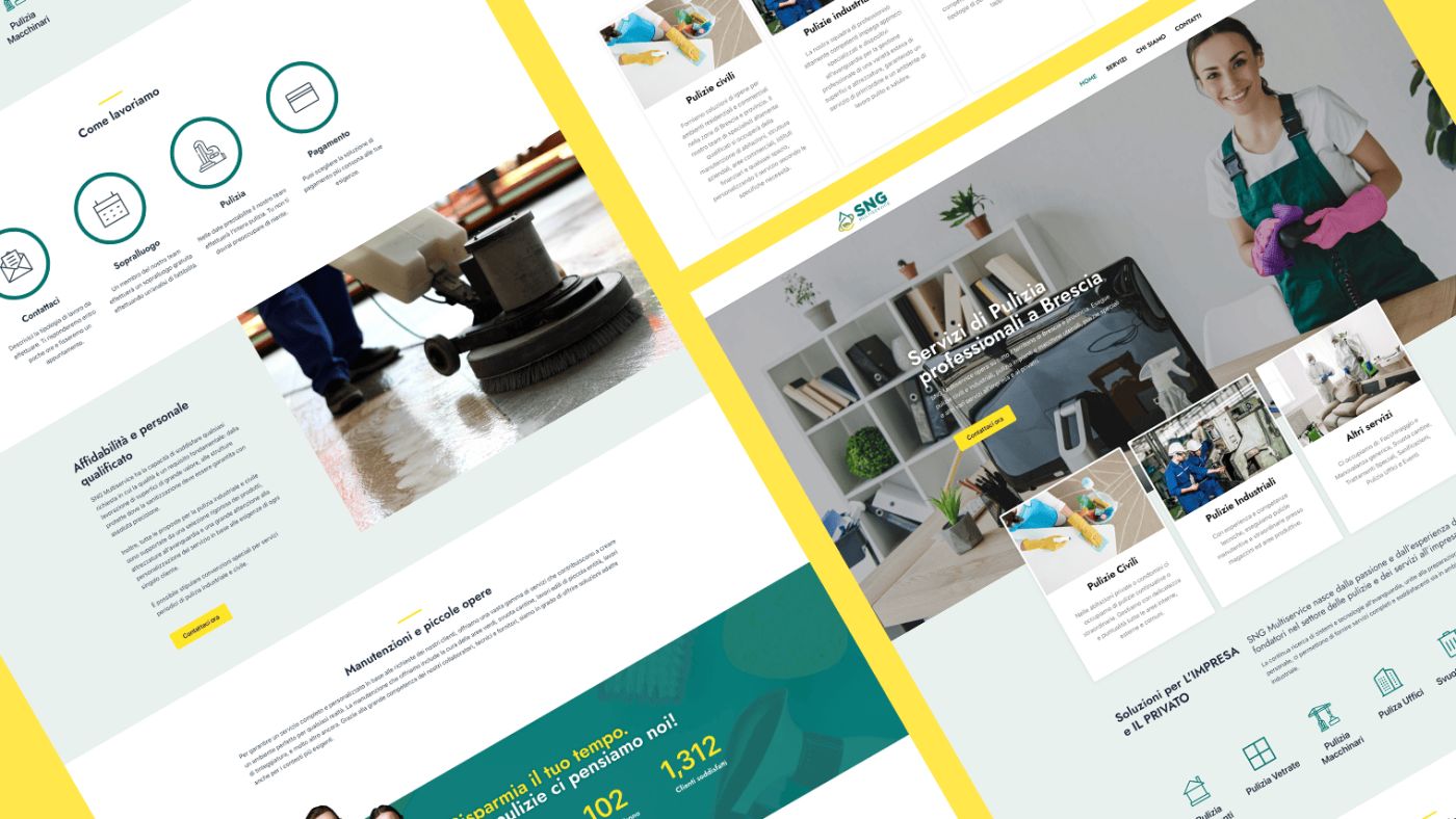 Schermate del sito sngmultiservice.it su desktop e smartphone