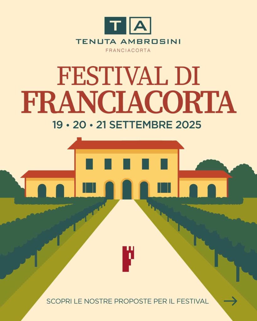 Grafica del Festival di Franciacorta del 19, 20 e 21 settembre 2025 in Tenuta Ambrosini