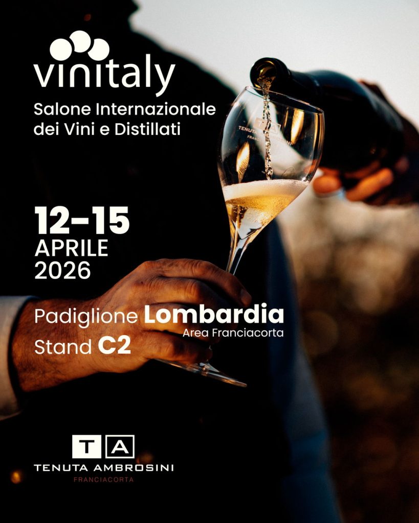 Grafica di Tenuta Ambrosini a Vinitaly 2026: dal 12 al 15 aprile, padiglione Lombardia, stand C2
