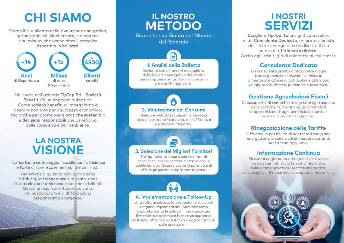 Pagina 2 del pieghevole di TipTop Italia