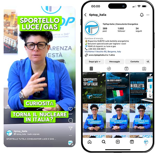 Il profilo Instagram di TipTop Italia visto da telefono